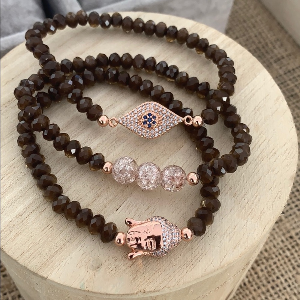 Rose Chocolate Buddha Bracelet Set - Picture 5 of 6